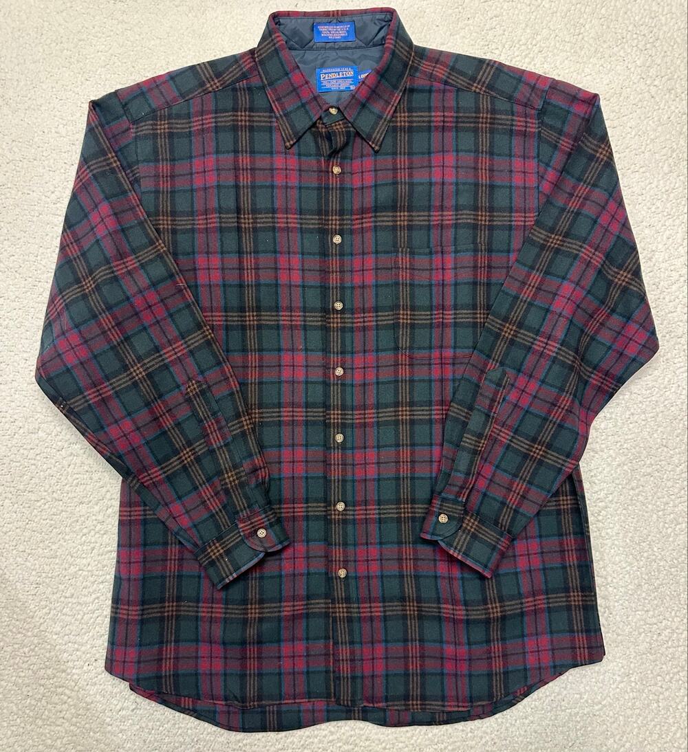 Pendleton Mens Long Sleeve Button Down Wool Shirt Size XL Long